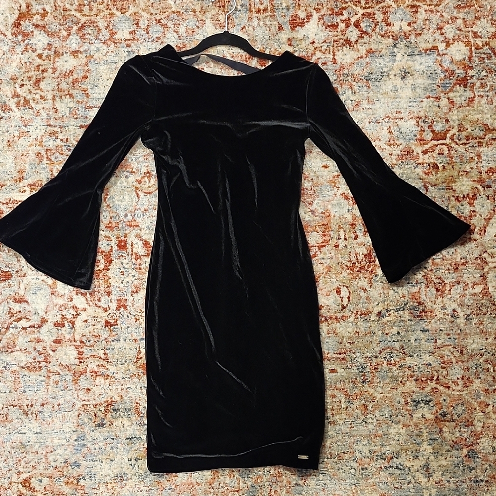 Armani Exchange Black Sheath Dress with Bell Sleeves